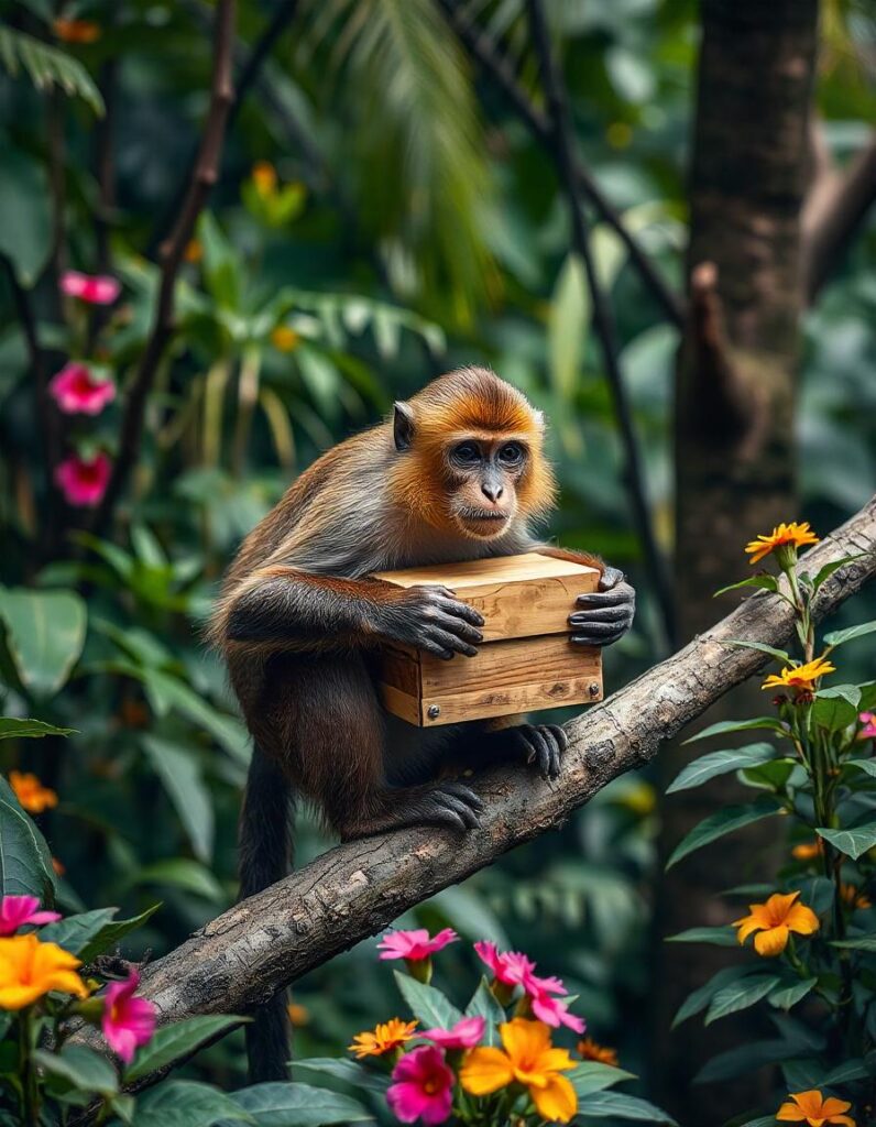 Monkey Carrying a Box