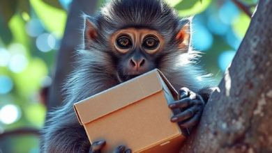 Monkey Carrying a Box