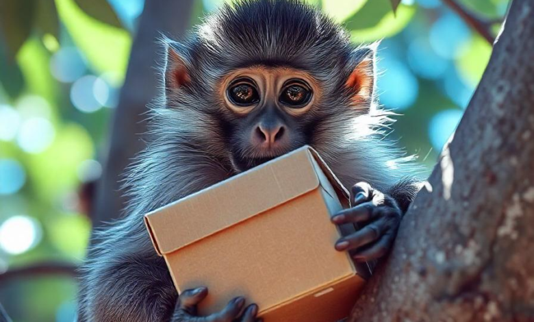 Monkey Carrying a Box